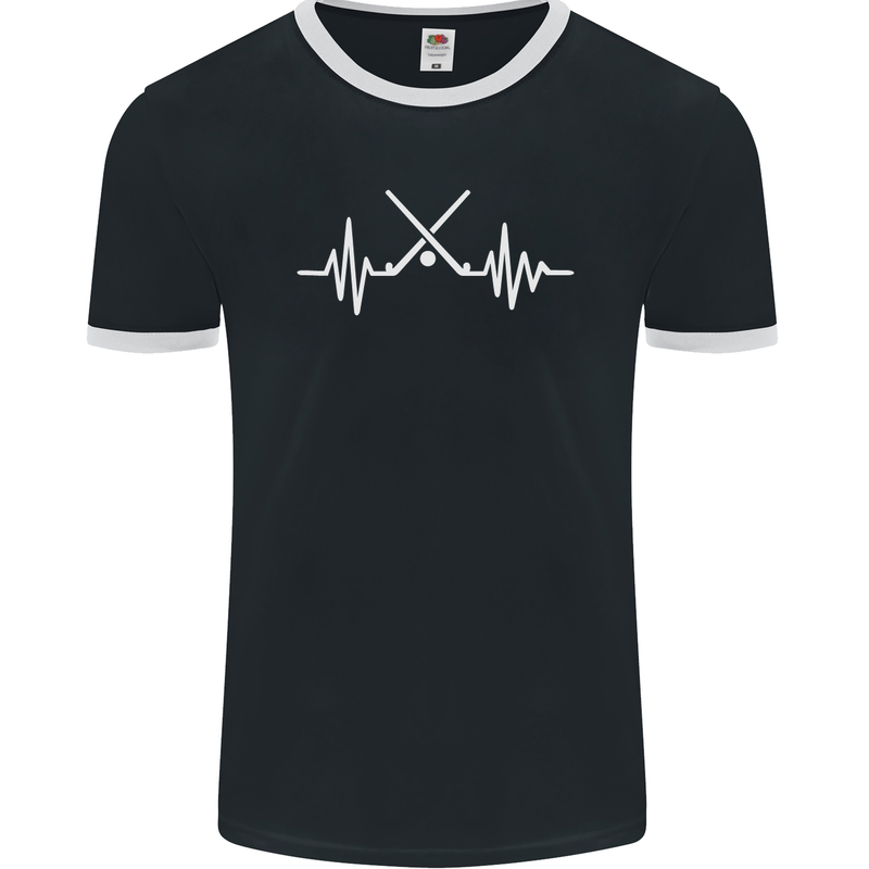 Pulse Hockey Ice Street Player ECG Mens Ringer T-Shirt FotL Black/White