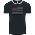 Breast Cancer Awareness USA Flag Mens Ringer T-Shirt FotL Black/White