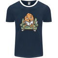 Funny Lazy Couch Potato Watchng TV Mens Ringer T-Shirt FotL Navy Blue/White