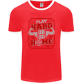 Play Hard or Go Home Gym Training Top Mens Ringer T-Shirt FotL Red/White