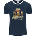 California Beach Surfing Surf Surfer Mens Ringer T-Shirt FotL Navy Blue/White