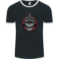 Pickelhaube Skull Prussian Helmet Biker Mens Ringer T-Shirt FotL Black/White