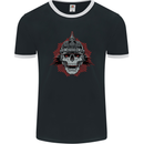 Pickelhaube Skull Prussian Helmet Biker Mens Ringer T-Shirt FotL Black/White