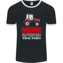 Talking About Tractors Funny Farmer Farm Mens Ringer T-Shirt FotL Black/White