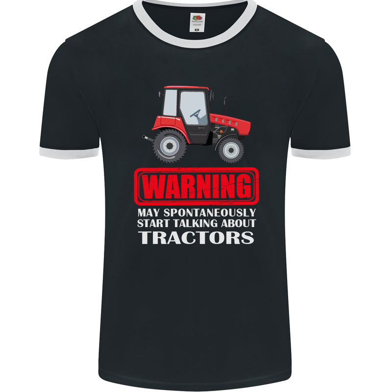 Talking About Tractors Funny Farmer Farm Mens Ringer T-Shirt FotL Black/White