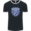 Elephant Mandala Art Mens Ringer T-Shirt FotL Black/White