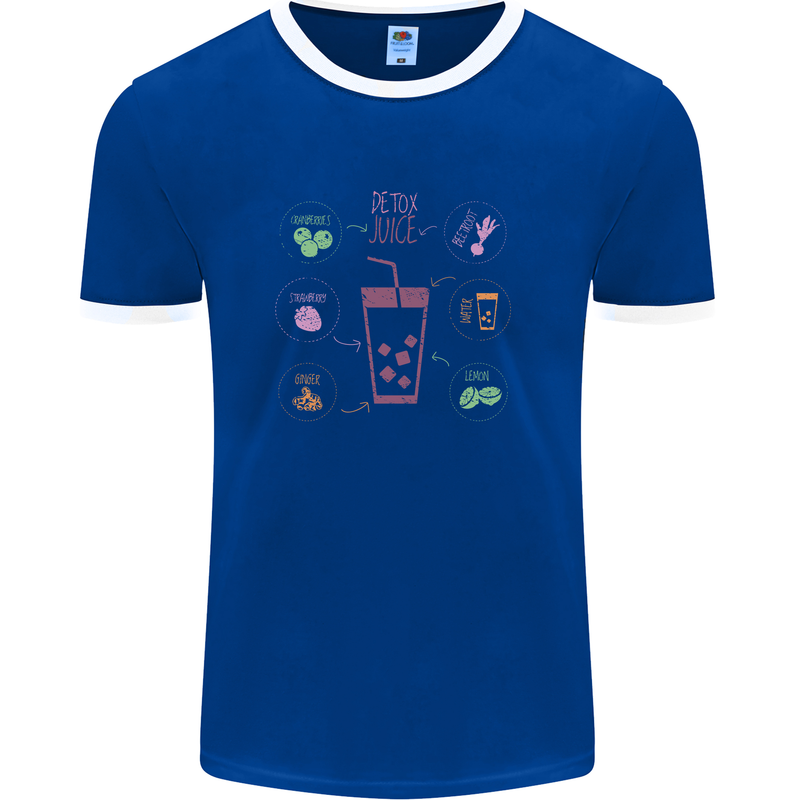 Detox Juice Hangover Cure Healthy Mens Ringer T-Shirt FotL Royal Blue/White