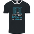 Fishing It's Cheaper Than Therapy Fisherman Mens Ringer T-Shirt FotL Black/White