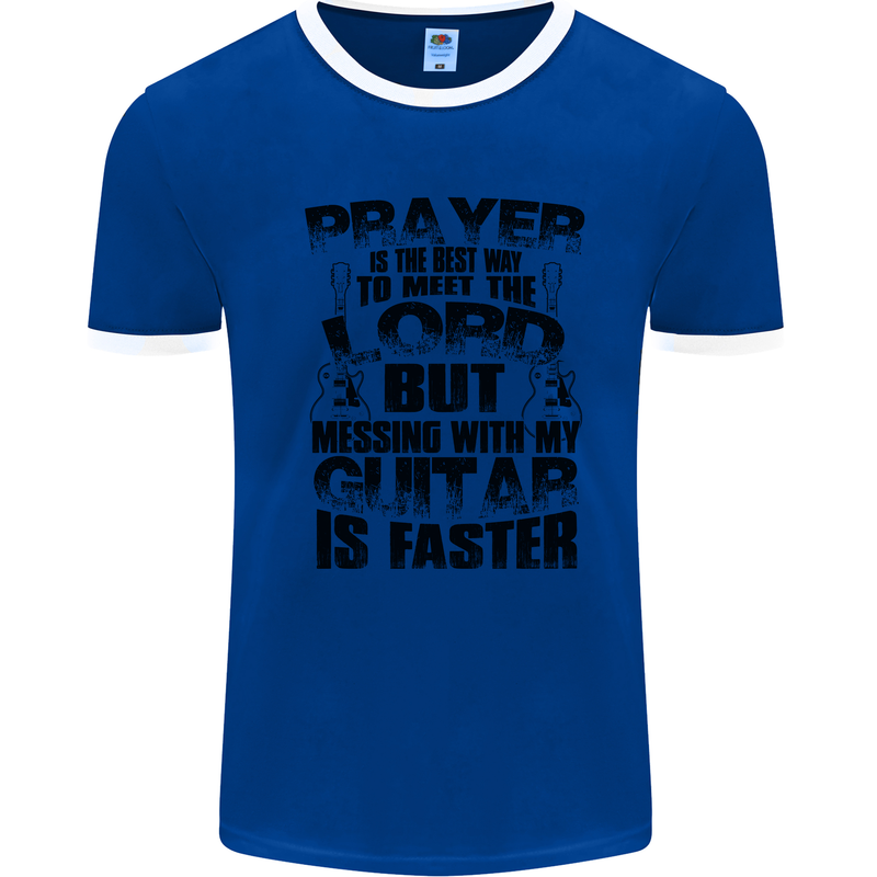 Funny Guitar Slogan Mens Ringer T-Shirt Royal Blue/White