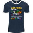 Religious Autism Mom Autistic Mum God ASD Mens Ringer T-Shirt FotL Navy Blue/White
