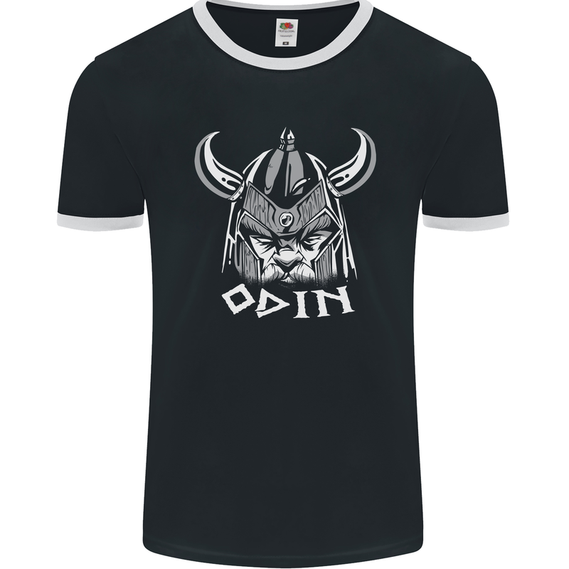 Odin Viking God Warrior Valhalla Norse Gym Mens Ringer T-Shirt FotL Black/White