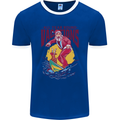 Santa Vacations Funny Christmas Surfer Surfing Mens Ringer T-Shirt FotL Royal Blue/White