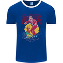 Santa Vacations Funny Christmas Surfer Surfing Mens Ringer T-Shirt FotL Royal Blue/White