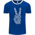 Peace Word Art Hippy Environment Mens Ringer T-Shirt FotL Royal Blue/White