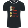 Eat Sleep Anime Repeat Mens Ringer T-Shirt FotL Black/White