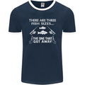 There Are Three Fish Sizes Funny Fishing Mens Ringer T-Shirt FotL Navy Blue/White