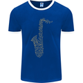 A Saxaphone Musical Instruments Brass Band Mens Ringer T-Shirt FotL Royal Blue/White