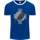 Odin Celtic Raven Viking Tattoo Cross Runic Mens Ringer T-Shirt FotL Royal Blue/White