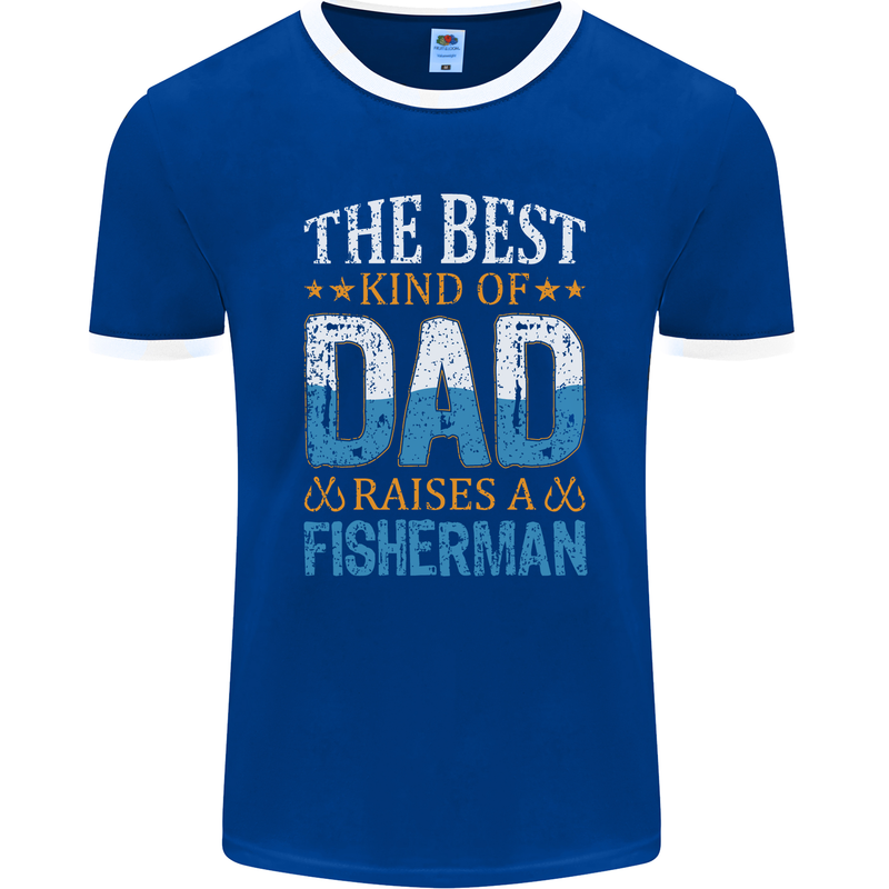 Father's Day Fishing Dad & Son Fisherman Mens Ringer T-Shirt FotL Royal Blue/White