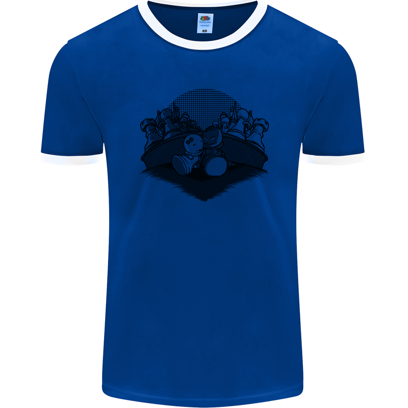 Chess Pieces Player Playing Mens Ringer T-Shirt FotL Royal Blue/White