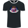 Space Planet Dessert Funny Food Mens Ringer T-Shirt FotL Black/White