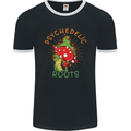 Psychedelic Roots Magic Mushrooms LSD Hippy Mens Ringer T-Shirt FotL Black/White