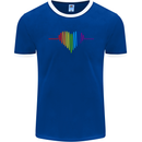 LGBT Gay Pulse Heart Gay Pride Awareness Mens Ringer T-Shirt FotL Royal Blue/White