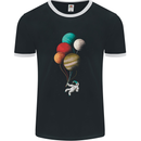 An Astronaut With Planets as Balloons Space Mens Ringer T-Shirt FotL Black/White