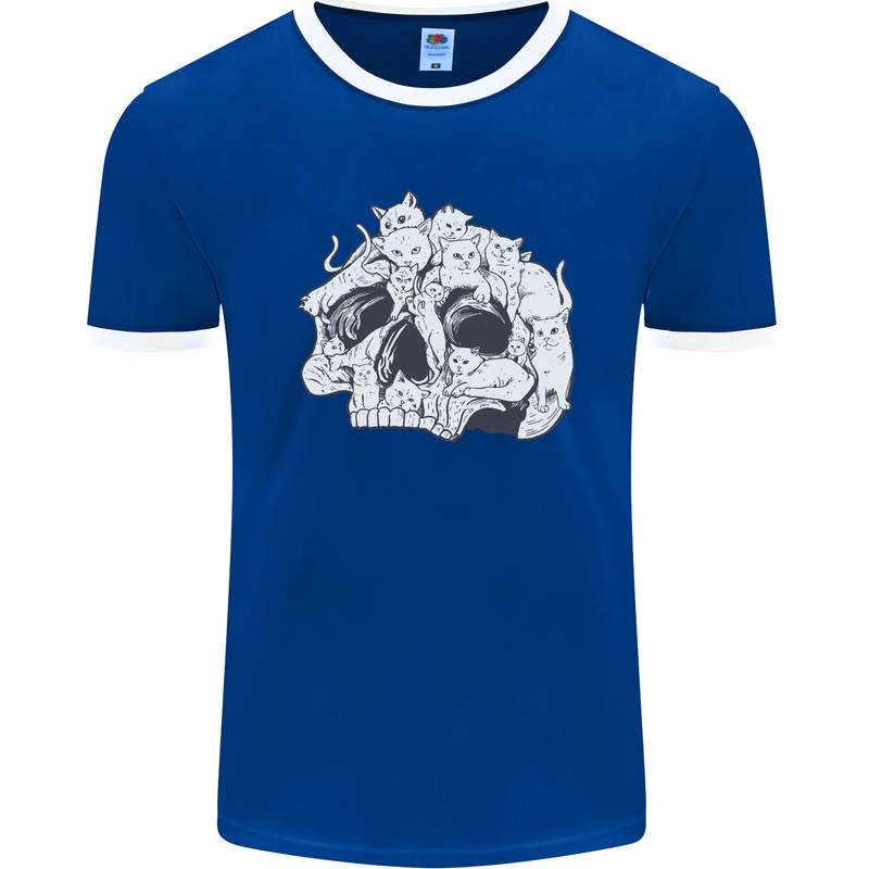 A Skull Made of Cats Mens Ringer T-Shirt FotL Royal Blue/White