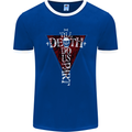 Death Do Us Part Gothic Skull Biker Cross Mens Ringer T-Shirt FotL Royal Blue/White