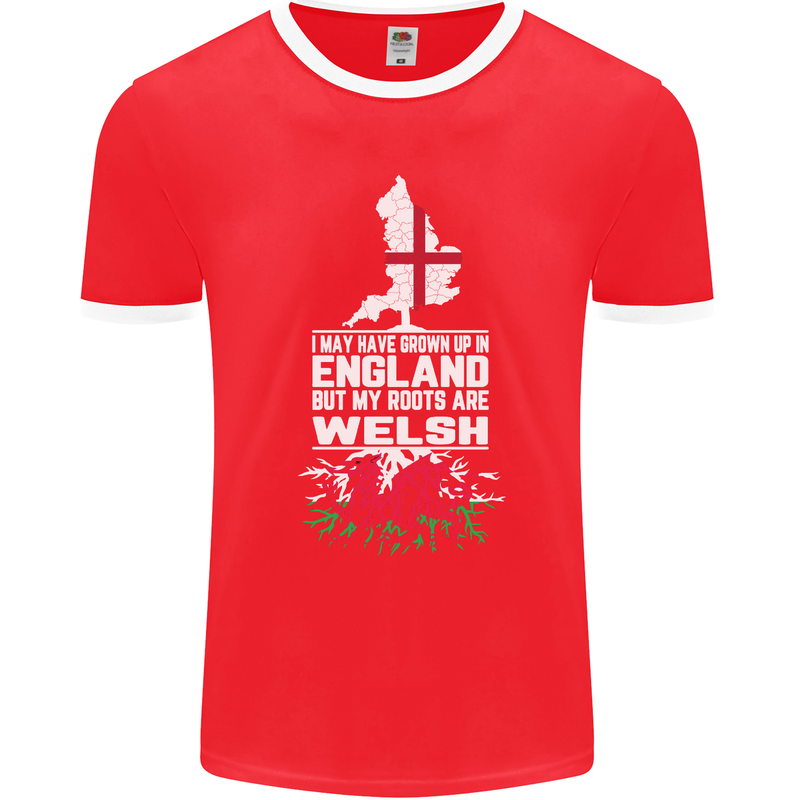 Wales My Roots Are Scottish Mens Ringer T-Shirt FotL Red/White