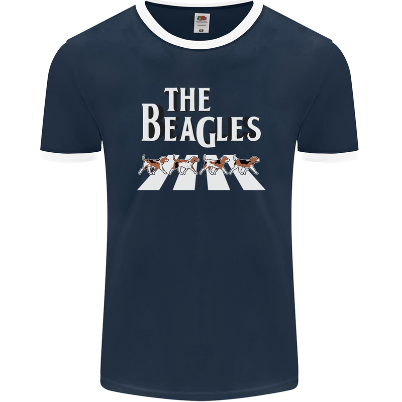 The Beagles Funny Dog Parody Mens Ringer T-Shirt FotL Navy Blue/White