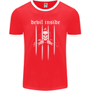 Devil Inside Grim Reaper Satan Skull Gothic Mens Ringer T-Shirt FotL Red/White