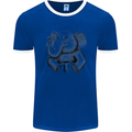 An Elephant Drinking Coffee Mens White Ringer T-Shirt Royal Blue/White