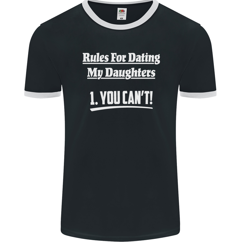 Rules for Dating My Daughters Father's Day Mens Ringer T-Shirt FotL Black/White