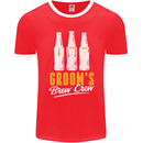 Grooms Brew Crew Beer Mens Ringer T-Shirt FotL Red/White