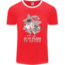 If it Flies it Spies Conspiracy Pigeon Mens Ringer T-Shirt FotL Red/White