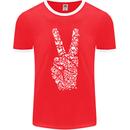 Peace Word Art Hippy Environment Mens Ringer T-Shirt FotL Red/White