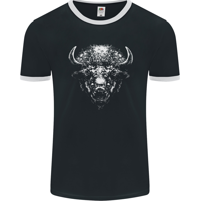 A Buffalo Head Mens Ringer T-Shirt FotL Black/White