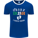 St Patricks Day Pregnant New Baby Funny Mens Ringer T-Shirt FotL Royal Blue/White