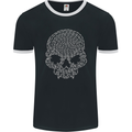 Skull of Chains Biker Motorcycle Motorbike Mens Ringer T-Shirt FotL Black/White