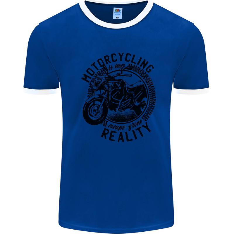 Motorcycling Motorbike Motorcycle Biker Mens Ringer T-Shirt Royal Blue/White