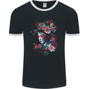 An Artistic Geisha Lady With Flowers Mens Ringer T-Shirt FotL Black/White
