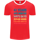 41st Birthday 41 Year Old Mens Ringer T-Shirt FotL Red/White