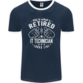 A Retired IT Technician Looks Like Mens Ringer T-Shirt FotL Navy Blue/White