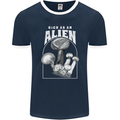 High as An Alien Magic Mushrooms LSD Trippy Mens Ringer T-Shirt FotL Navy Blue/White