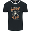 Fishing Therapy Funny Fisherman Mens Ringer T-Shirt FotL Black/White