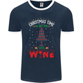 Christmas Better With Wine Funny Alcohol Mens Ringer T-Shirt FotL Navy Blue/White