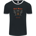 Devil Burger Demon Satan Grim Reaper BBQ Mens Ringer T-Shirt FotL Black/White