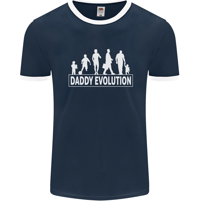 Daddy Evolution Fathers Day Mens Ringer T-Shirt FotL Navy Blue/White